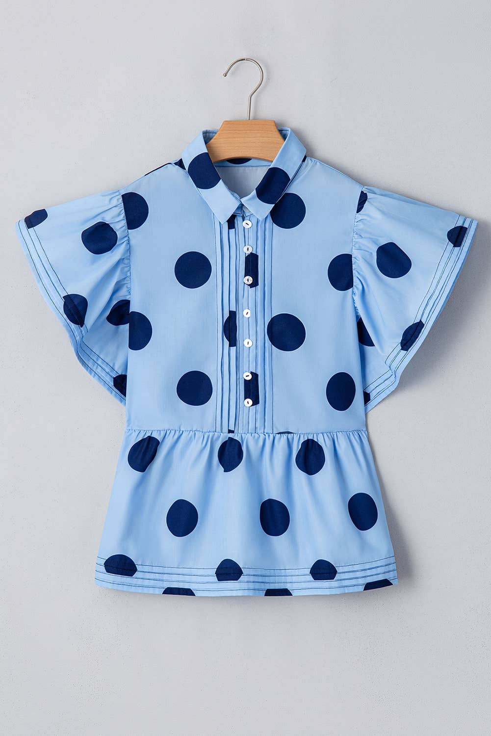 Polka Dot Print Ruffled Buttoned Summer Blouse - Marie Claire's House of Style 