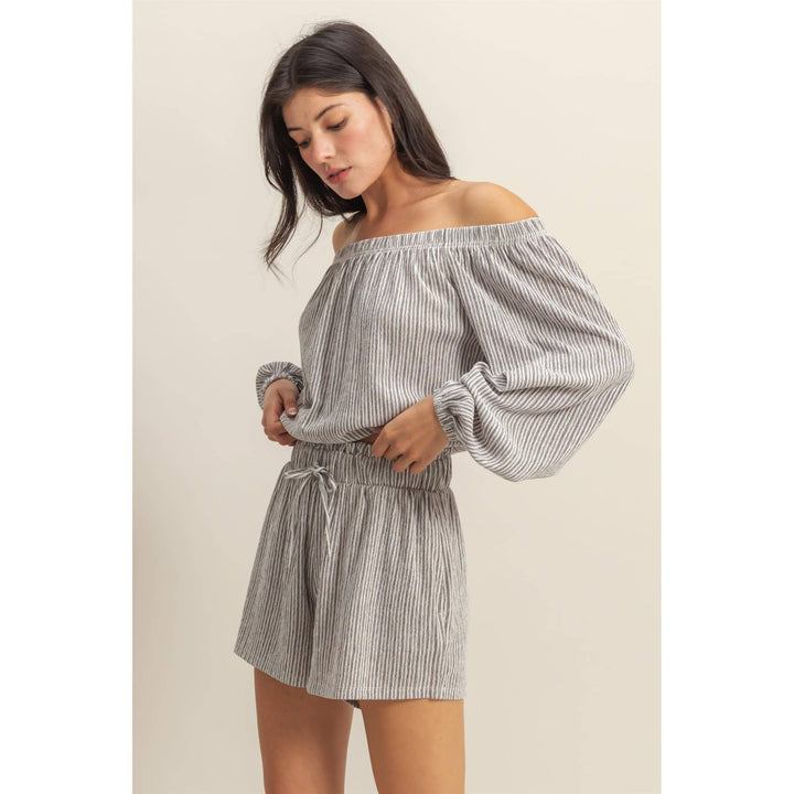 DZ25A835-SET-Off Shoulder Top And Short Set - Marie Claire's House of Style 