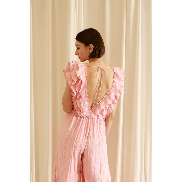 MONOCHROMATIC RUFFLED PRINT JUMPSUIT - Marie Claire's House of Style 