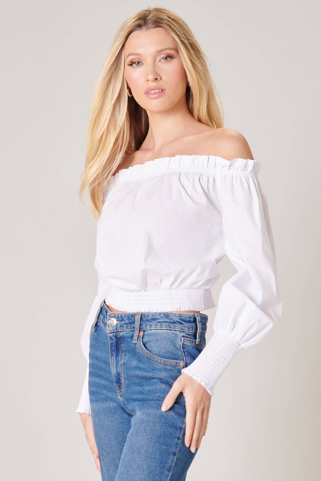 Masha Off the Shoulder Poplin Crop Top - Marie Claire's House of Style 