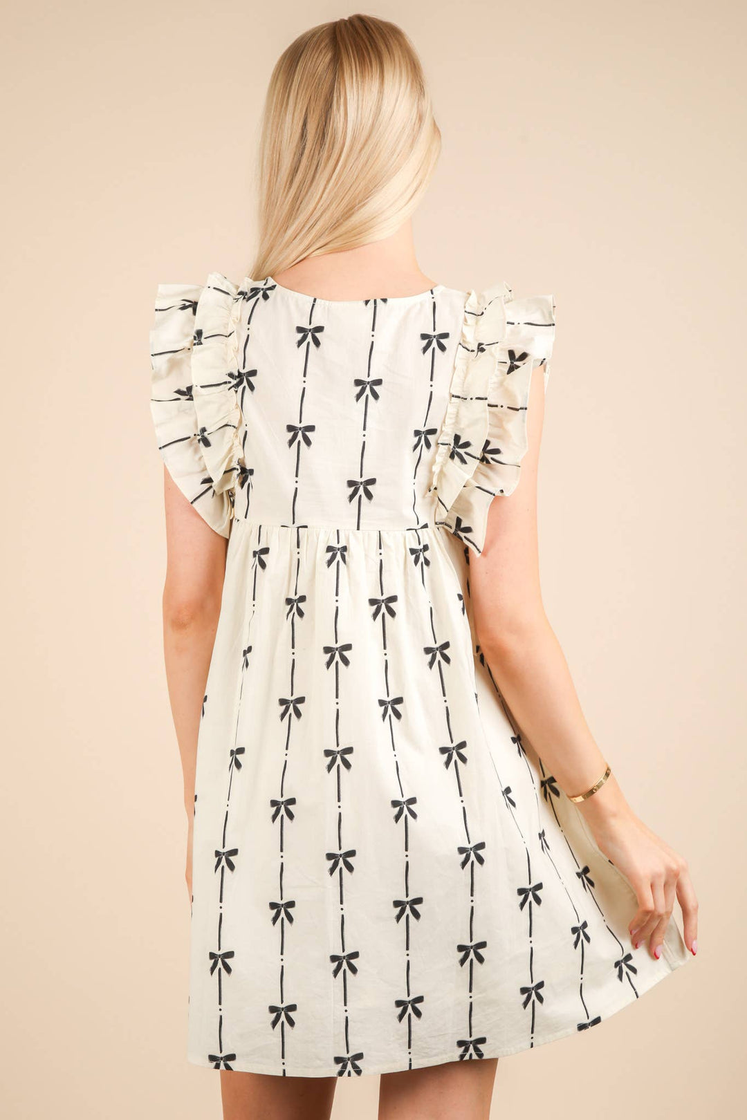 ND31668-Bow Printed Sleeveless Mini Dress - Marie Claire's House of Style 