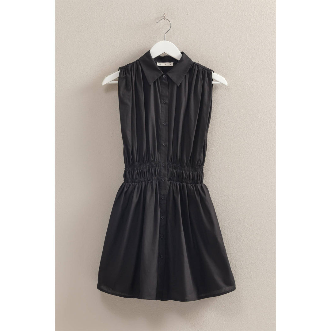 Elastic Waist Poplin  Sleeveless Dress